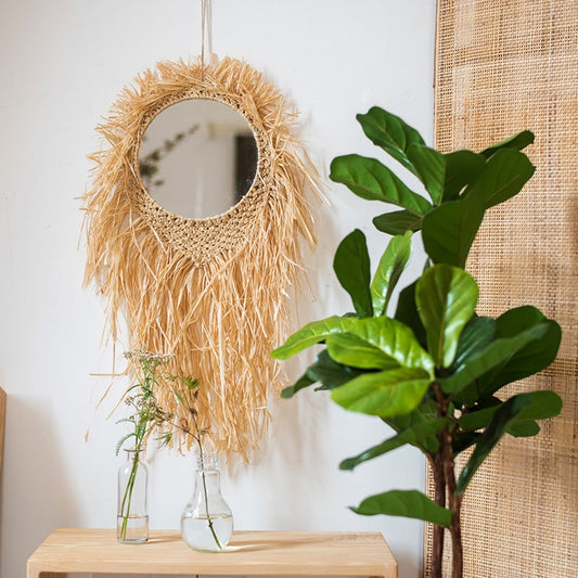 Raffia Fringe Wall Mirror
